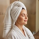 Bath Towels Set for Bathroom – Luxury 6-Piece Cotton Towels, Soft Absorbent & Quick Dry, 600 GSM Bath Towels for Bathroom, Hotel Spa Quality (2 Bath, 2 Hand, 2 Washcloths, White Taupe Brown Stripe)