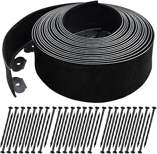 Lmiaiwe 50FT No Dig Landscape Edging - Extra Tall 4 Inch Heavy Duty Plastic Garden Border with 45 Spikes, Black
