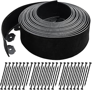 50 FT Landscape Edging No Dig [Extra Tall 4 Inch High] with 45 Spikes, Heavy-Duty Plastic Garden ...