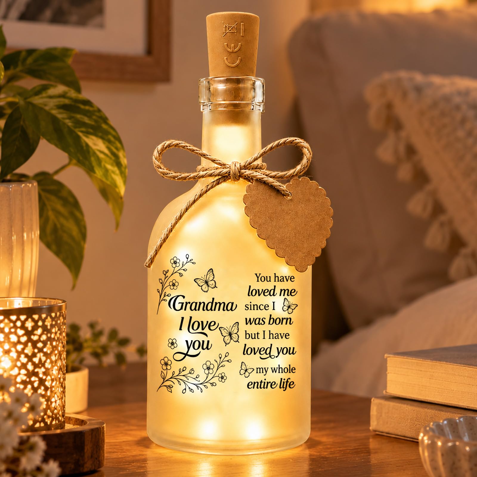 Grandma Gifts, Grandma Birthday Gifts, Frosted Decorative LED Bottle Light