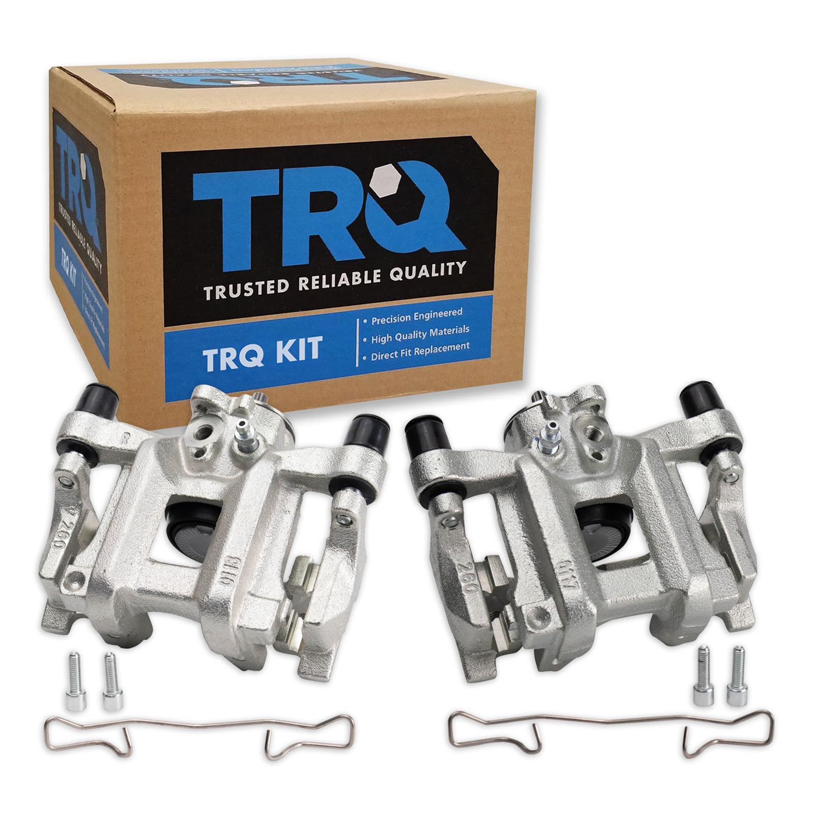 TRQ Rear Driver and Passenger Side Brake Caliper Set Hardware Caliper