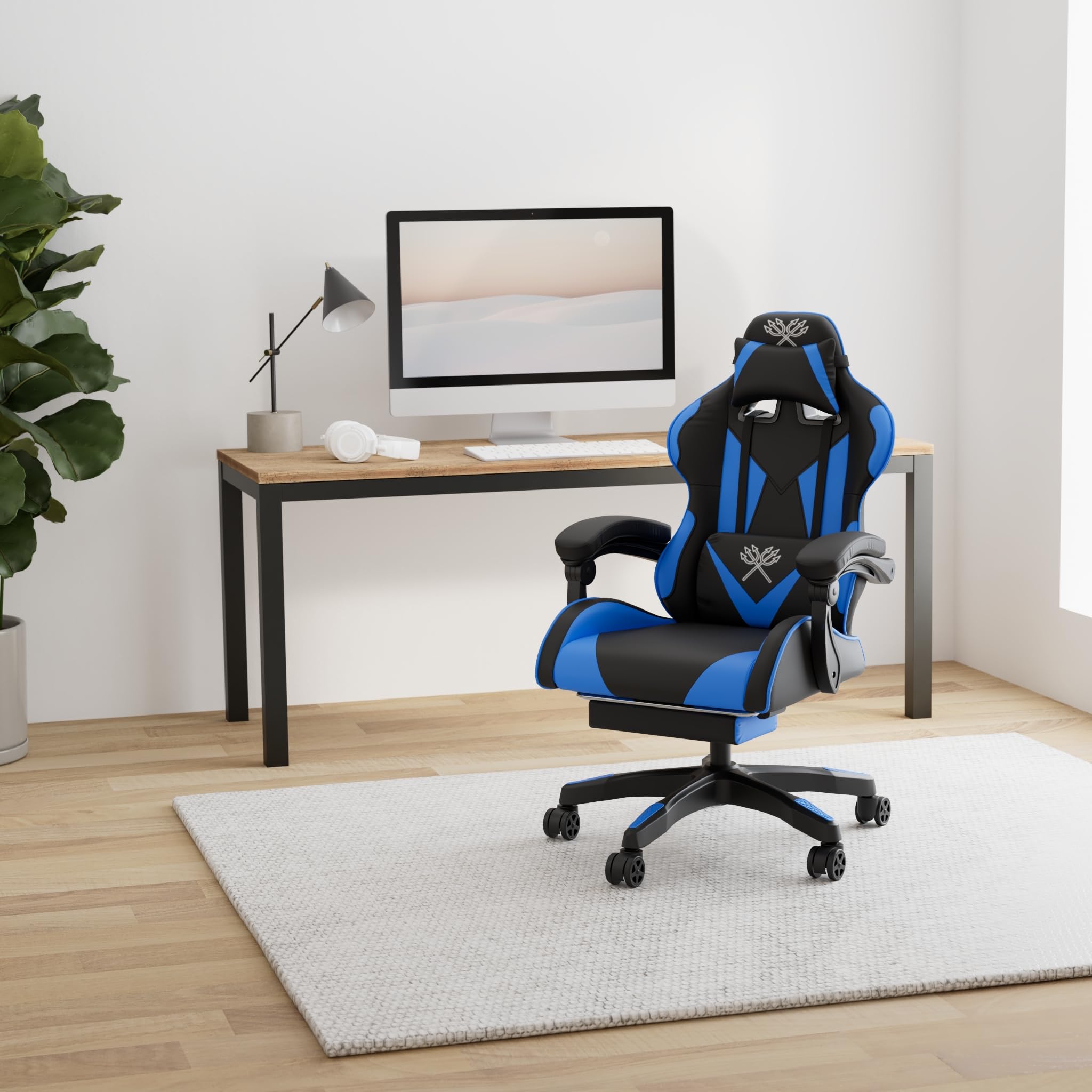 MT MALATEC Sedia da gaming da ufficio, con poggiapiedi, ergonomica, 8978