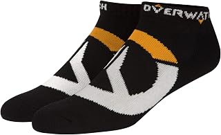 JINX Overwatch Logo Embroidered Athletic Ankle Socks, Black, 3 Pair