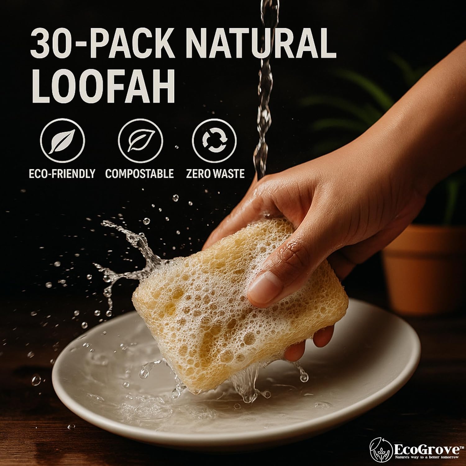 Esponjas de lufa 100 % naturales, sin BPA, para platos, cara, fabricación de jabón, ducha, exfoliante, ecológica, biodegradable, paquete de 30 comprimidas (lufa)