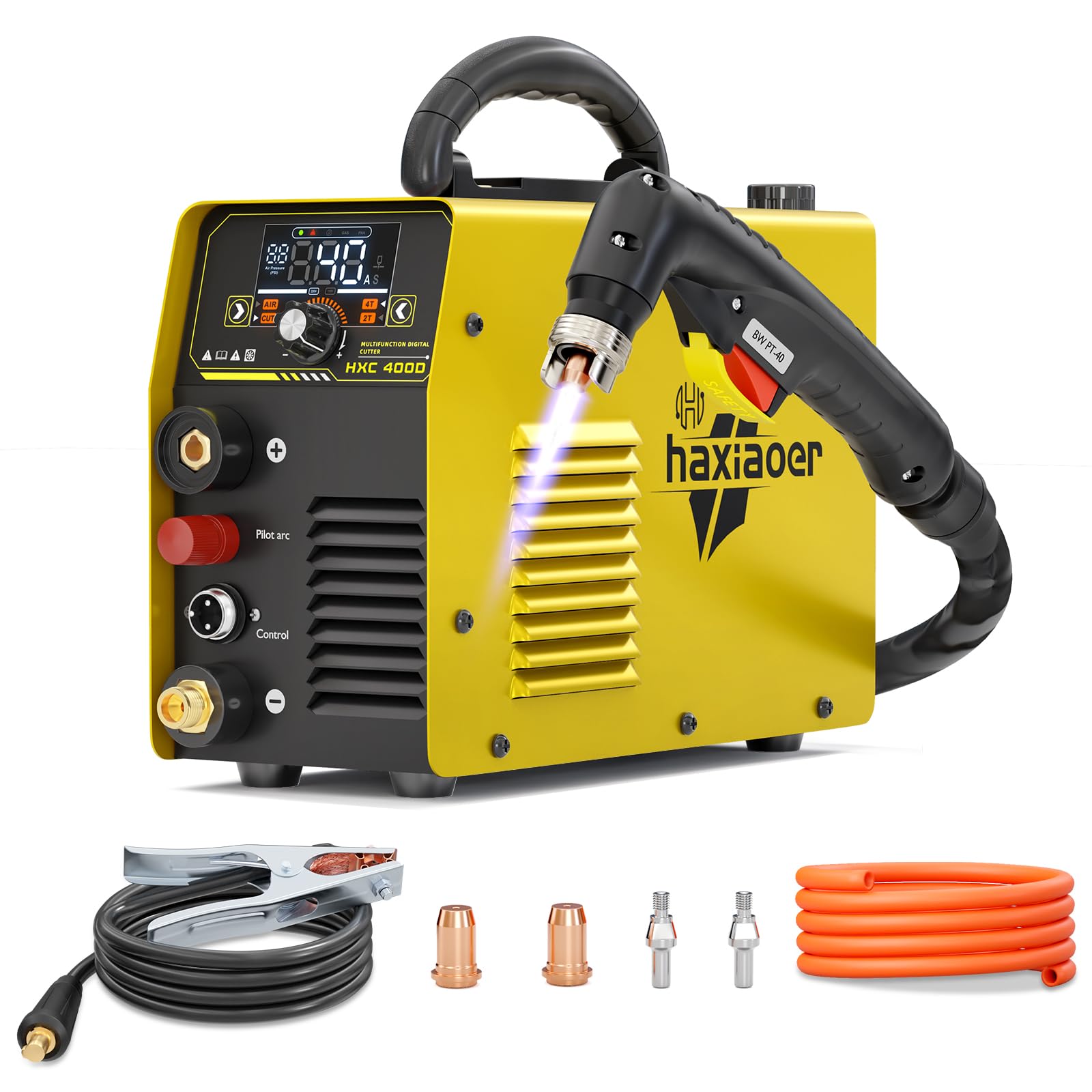 Haxiaoer 40A Cortadora de Plasma, Arco Piloto Sin Contacto Cortador por Plasma con Pantalla LED, Capacidad de Corte de Hasta 20mm, Apto para Chapas Pintadas