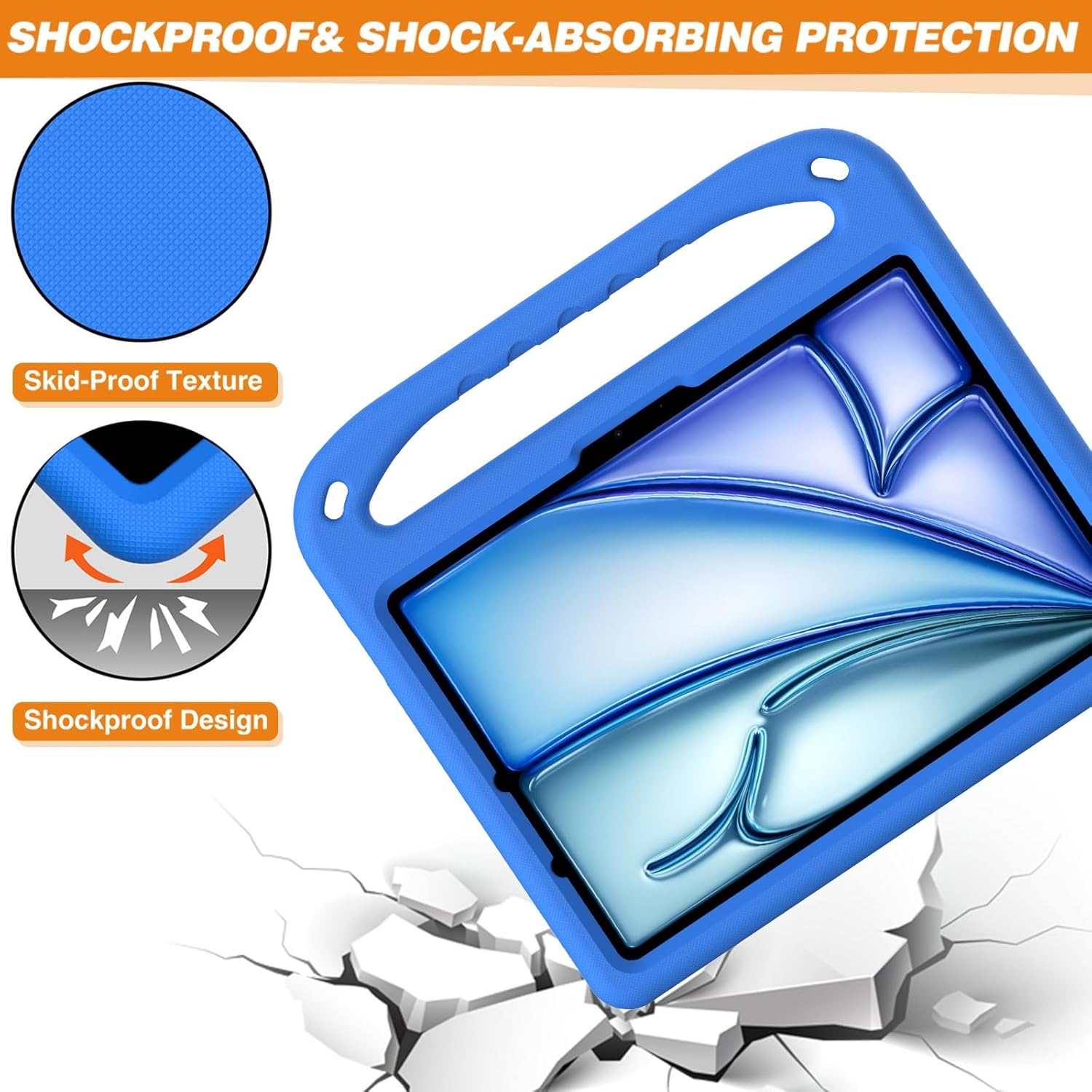 Tablet PC Case Compatible with iPad Air 11inch M3 (2025) / M2 (2024) (Air 7th/6th Generation), Case Shockproof Light Weight Handle Stand Protective Case Scratch Resistant Made of Kid-Friendly Compatib