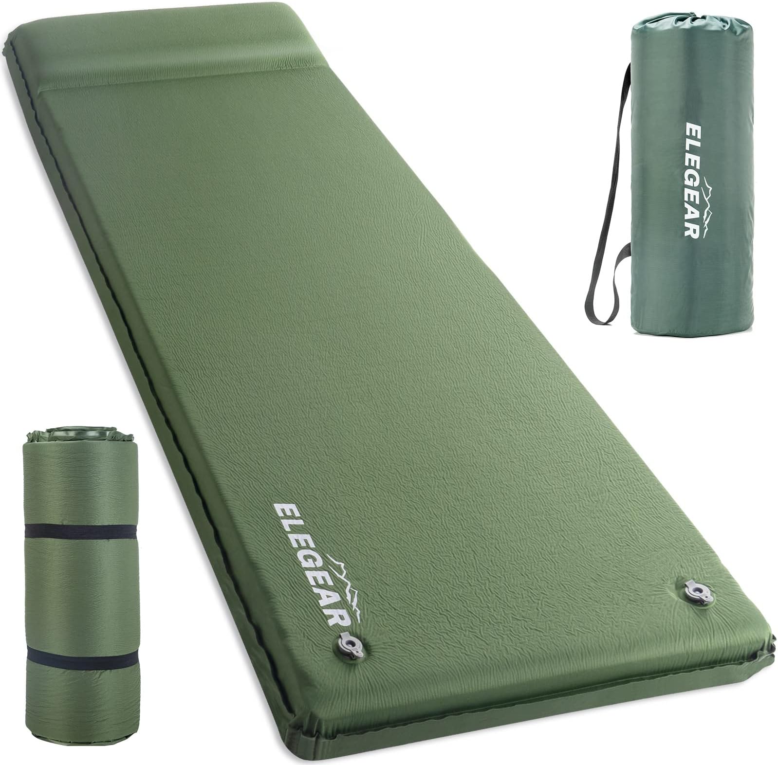 Elegear CumbreX™ Self Inflating Sleeping Pad, 3.15" Ultra-Thick Memory Foam Camping Pad with Pillow Fast Inflating in 20s Insulated Camping Mattress Pad 4-Season Camp Sleeping Mat for Camp/Travel/Tent