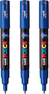 posca PC-1M Water-Based Paint Markers, Extra Fine Tip (0.7mm), Blue, 3 Count
