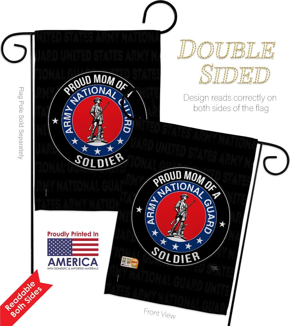 National Guard Army Proud Mom Soldier Garden Flag Armed Forces ANG United State American Military Veteran Retire Official Small Decorative Gift Yard House Banner Double-Sided Made In USA 13 X 18.5