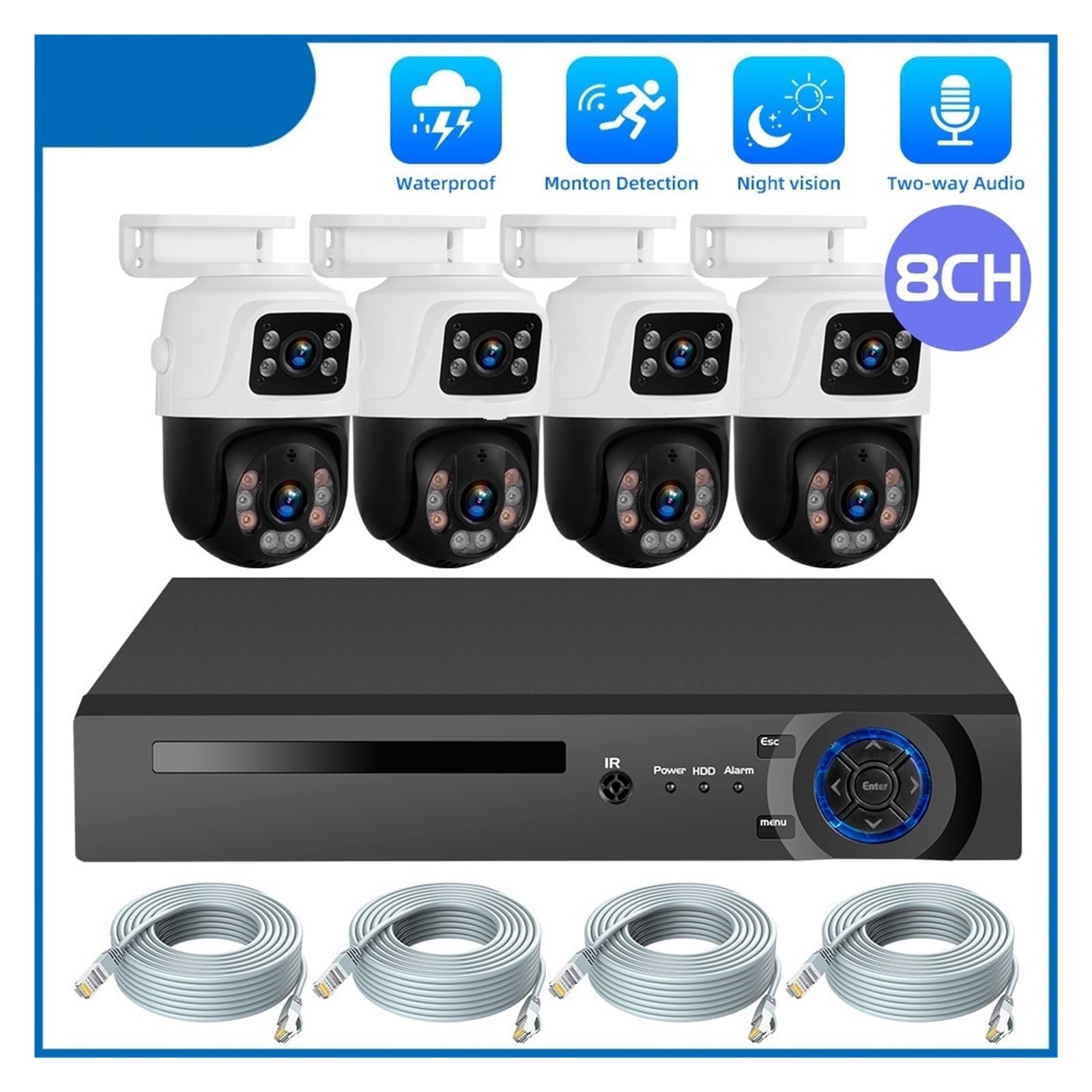 Sistema di telecamere di sorveglianza HD POE impermeabile da 6 MP