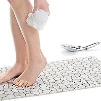 Vista 46 de ENKOSI Alfombra antideslizante para ducha y baño Loofah - Comodidad acolchada suave - Sin ventosas para bañeras lisas o texturizadas - Drenaje
