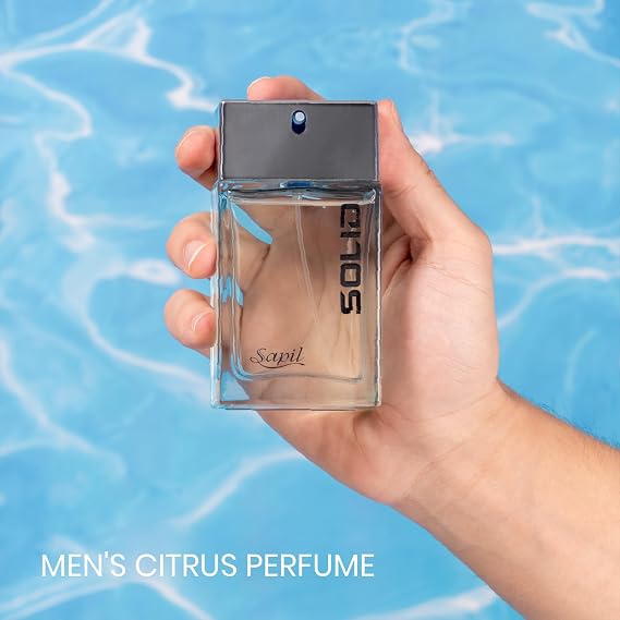 Sapil Solid Eau de Toilette for Men Long-Lasting Dubai Toilette Citrus, Woody, Musky & Warm Spicy Scent with Fresh & Powdery Notes 3.4 Oz(100ml) Premium Arabic Toilette for Daily & Evening Wear