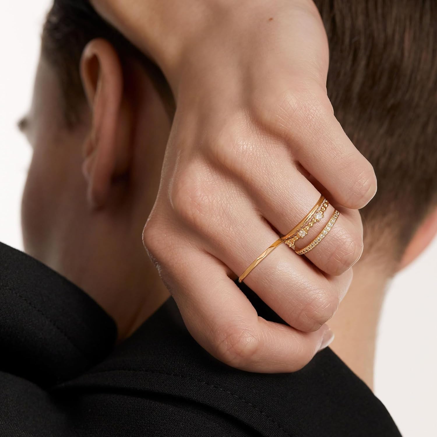 MTMY 14K Gold Plated Rings for Women Dainty Stacking Ring Statement Ring Eternity Bands Jewelry Size 6 to 8 - Image 2