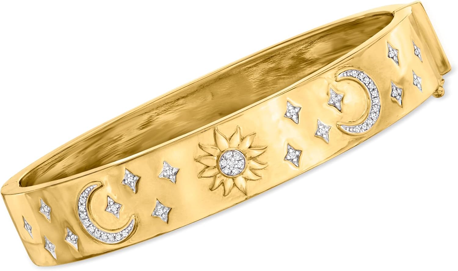 Ross-Simons 0.15 ct. t.w. Diamond Celestial Bangle Bracelet in 18kt Gold Over Sterling
