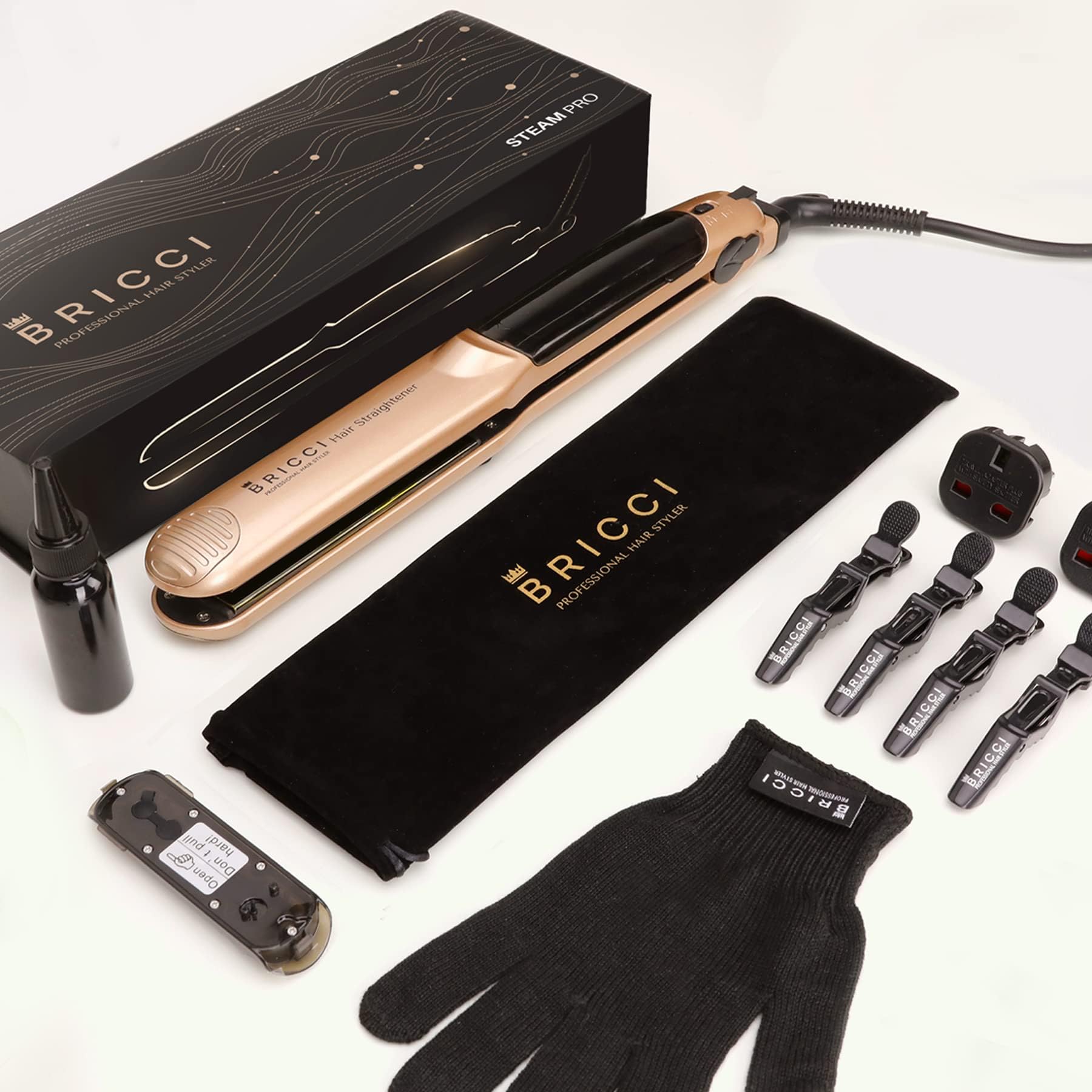 professional hair styler with steam an ions technology for straightening all hair types. Moisturizes your hair upon straitening and protects it from heat damage.