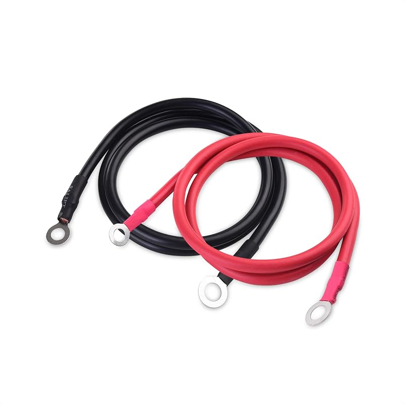 Cabo de bateria para inversor Cable Matters 6 AWG com terminais – 0,91 m, preto e vermelho, conjunto com 2