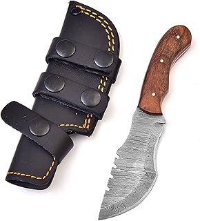 Damascus Tracker Knife Horizontal Carry Knife Scout Carry Knife with Sheath Fixed Blade Hunting Knives for Men (Rosewood) - BNAZIND