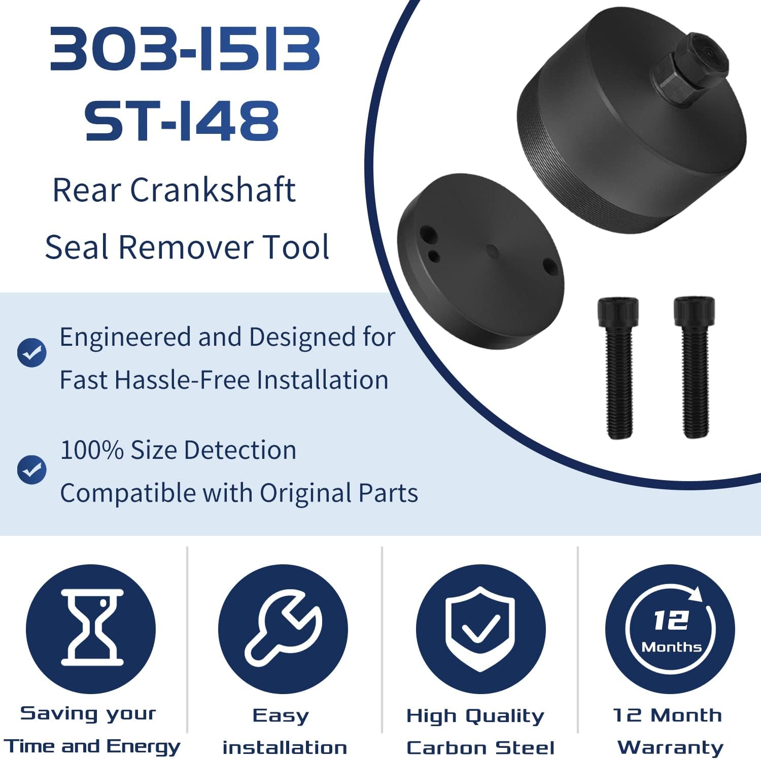 303-1513 6.7L Rear Crankshaft Seal Remover Tool, Fits for 2011-2021 Ford Super Duty F-250/350 /450/550, 6.7L Power Stroke Diesel and 2016-2021 F-650/750 6.7L Power Stroke Diesel #Alt ST-148