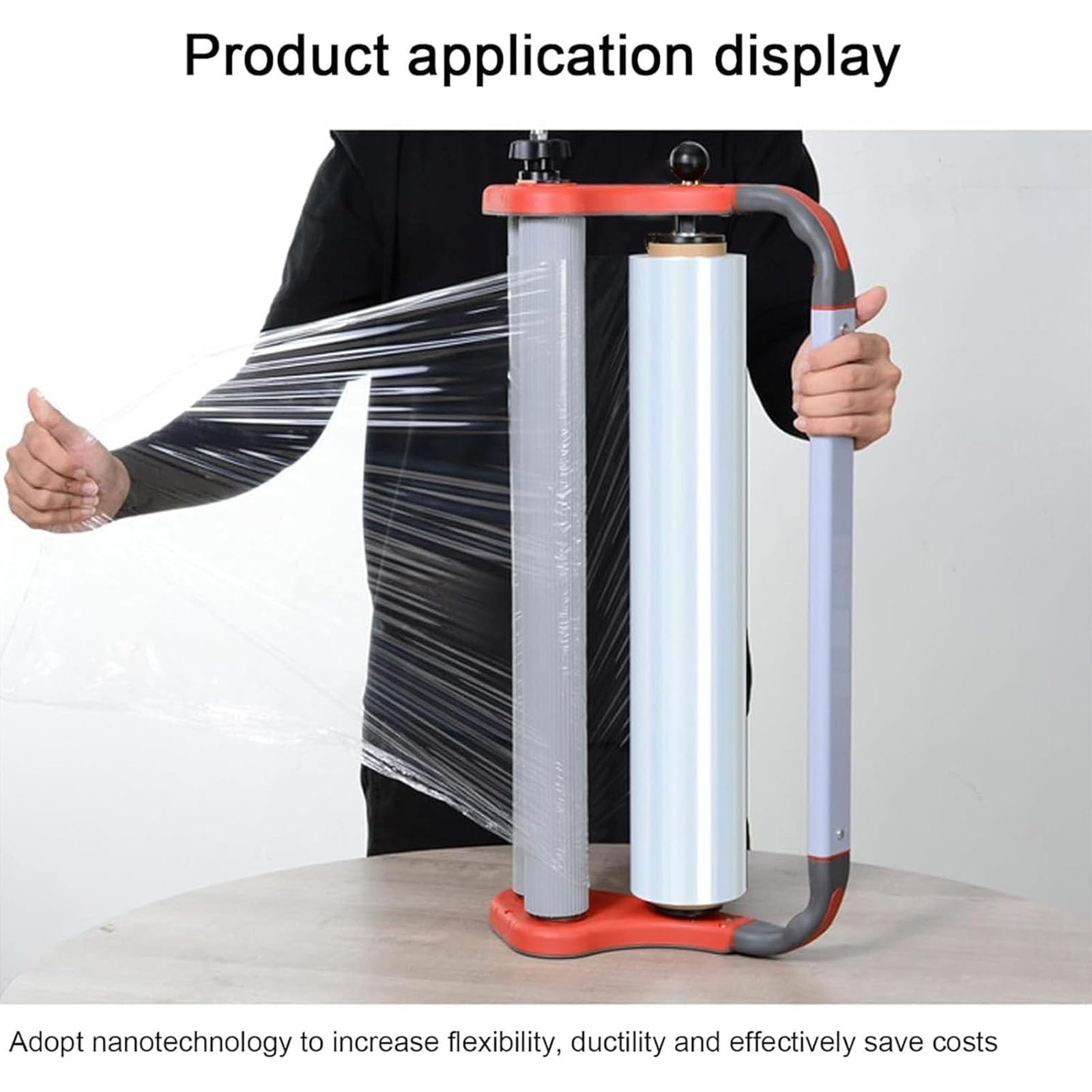 Handgehaltener Film-aufwickelspender, Frischhaltefolie Versiegelungs Und | Frischhaltefolie-Spenderwerkzeug, 500 mm Breite Stretchfolie, Einstellbare Spannung, Ergonomischer Griff(gray)