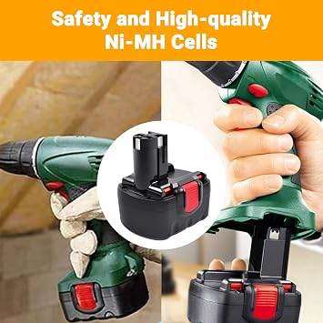Replacement Bosch Battery, 14.4V 4000mAh Ni-MH, Rechargeable - Compact Battery with Higher Safety & Longer Runtime -Compatible with Bosch BAT040 2607335275 2607335533 2607335534 2607335711 2607335465
