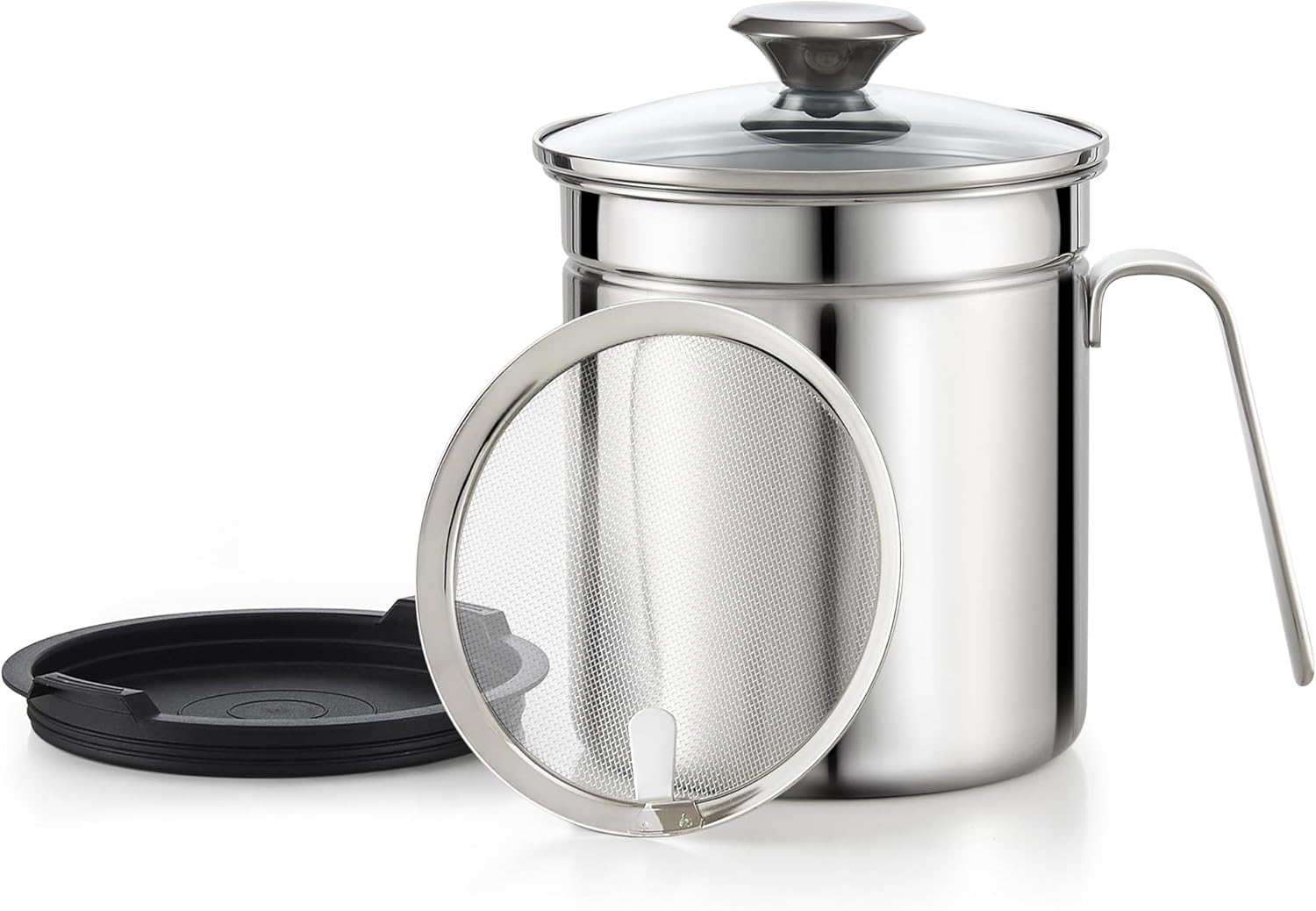 Cook N Home Speciality Oil Grease Storage Can with strainer, 3.5 quarts, Steel,2651 (3.5 quarts Steel) Thumbnail