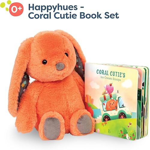 Miniatura 3 de B. toys - B. softies- Conejito de peluche de 12 pulgadas + libro de mesa - Animal de peluche - Juego de bebé - Juguetes para bebés - Tonos felices -