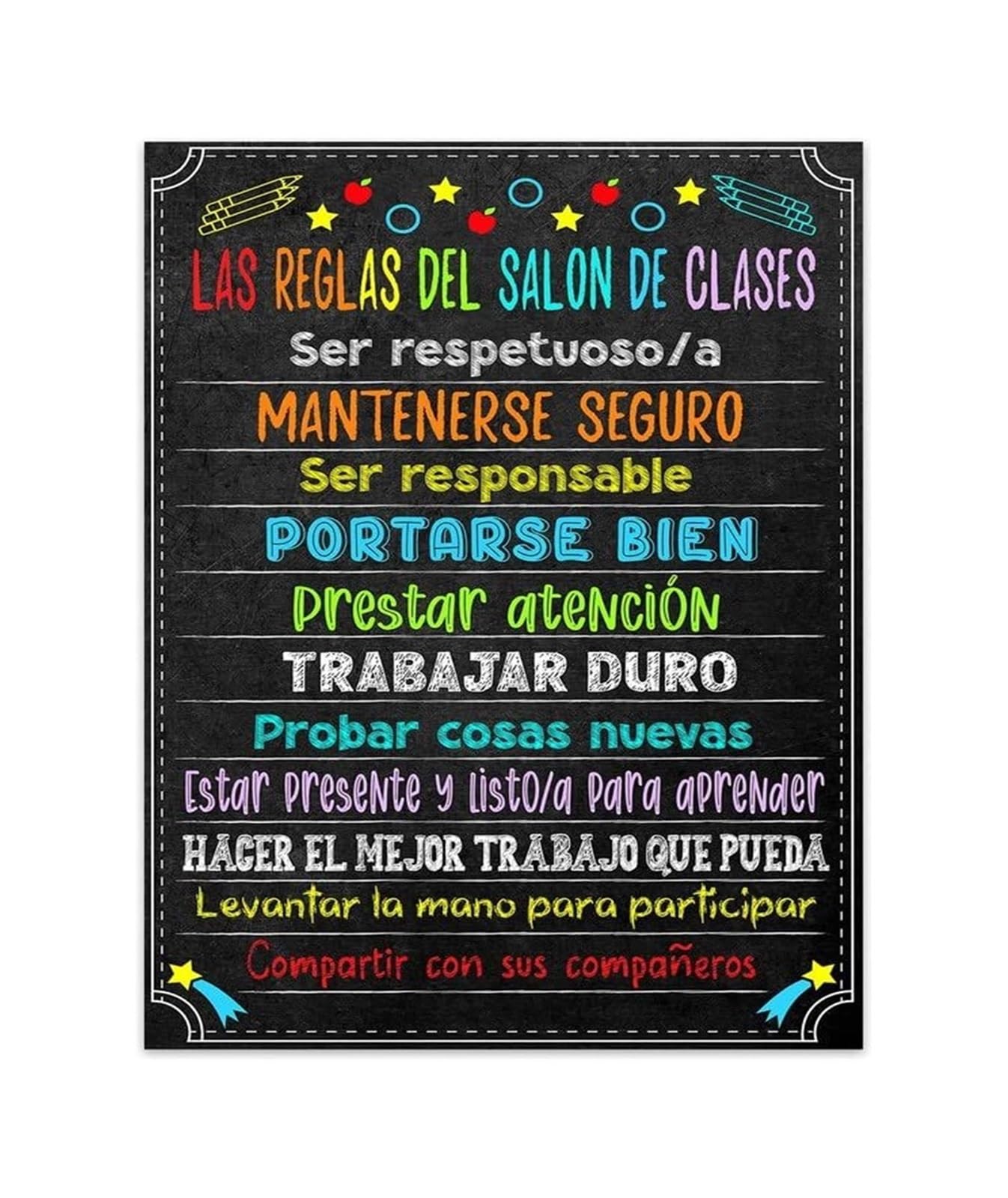 AUOQKQUT Motivational Metal Sign for Spanish Class Español Quote Vintage Tin Sign Classroom Rules Wall-Art Teacher Supplies for All Grade Levels 8 X 12 inch