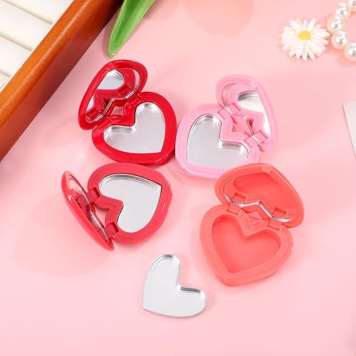 ABOOFAN 4Pcs Empty Heart Shape Eyeshadow Lipstick Palette Makeup Palette with Mirror Empty Makeup Containers for Young Teens, Girls or Women Valentines Present