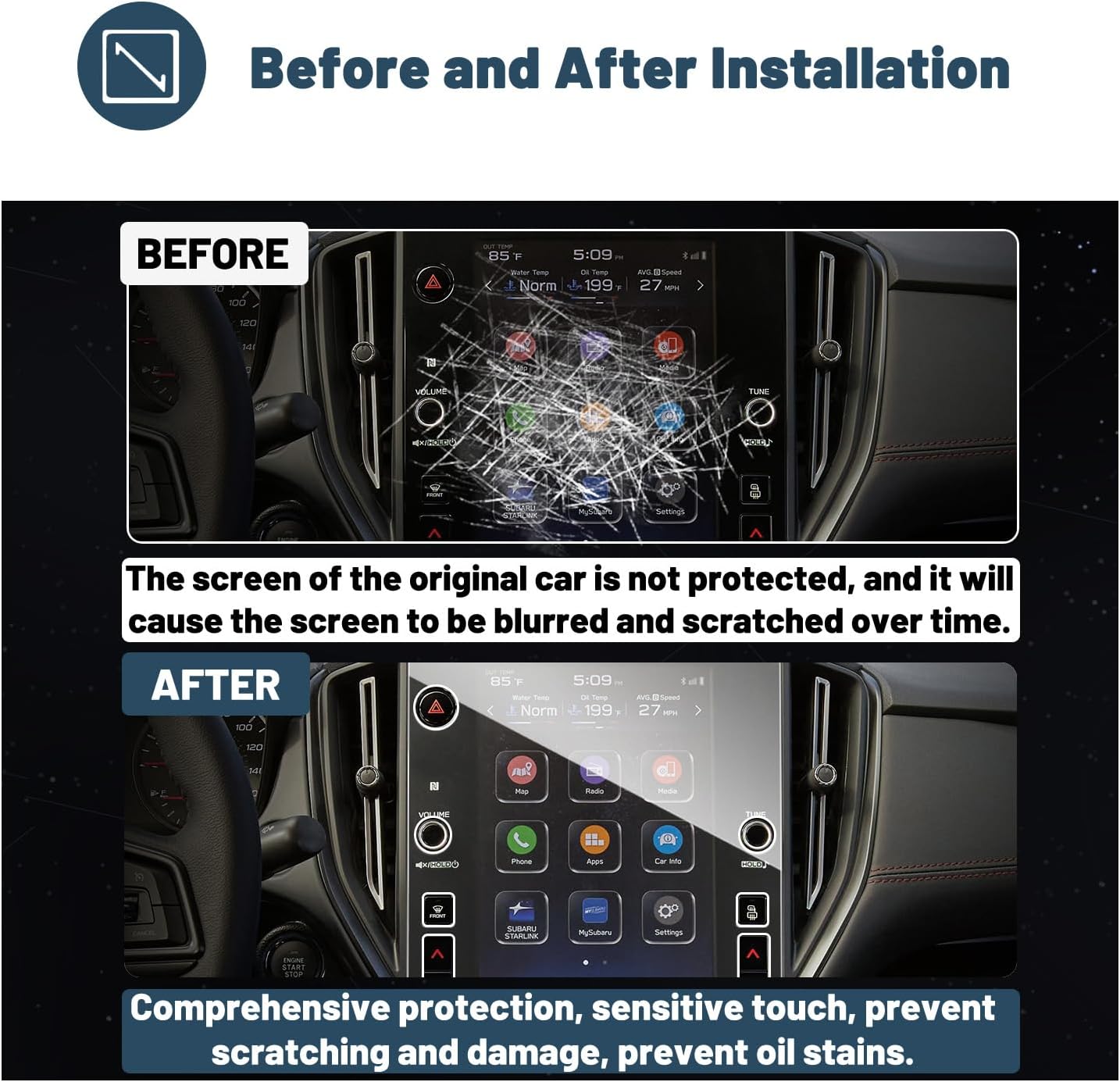 Ruiya Screen Protector for Subaru WRX 11.6-inch Infotainment System 2022-2026 Subaru WRX Accessories 9HD Tempered Glass Compatible with 2022 2023 2024 2025 2026 Subaru WRX Limited/GT/Premium/Base/TR