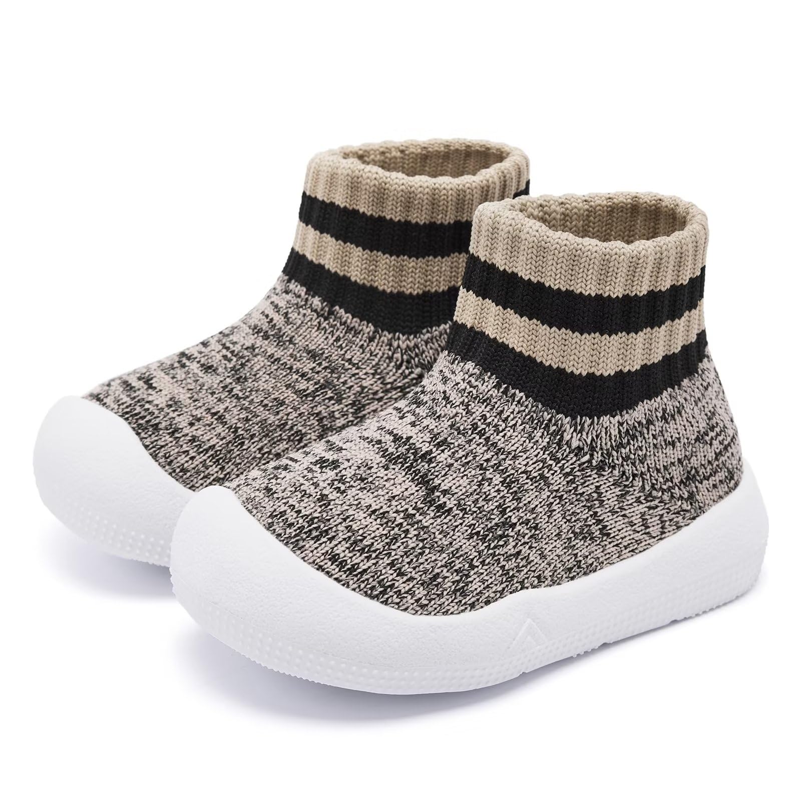 Baby Shoes Girls Boys Baby Sock Shoes with Grip Baby Slippers Infant Walking Shoes Non Slip 0-9 Months Khaki