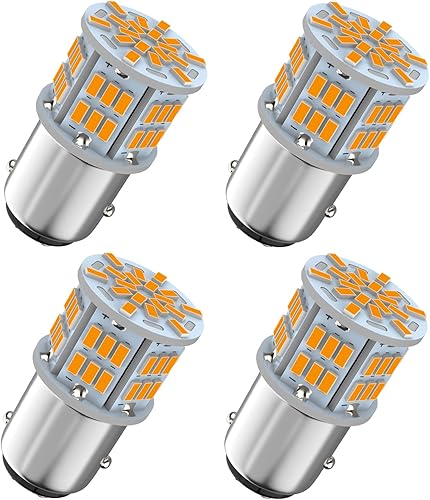 Bombilla LED 1157 color amarillo ámbar, 12V-24V 1157 7528 2357 2057 BAY15D Bombilla LED de repuesto para luz de freno, luz trasera para automóvil,