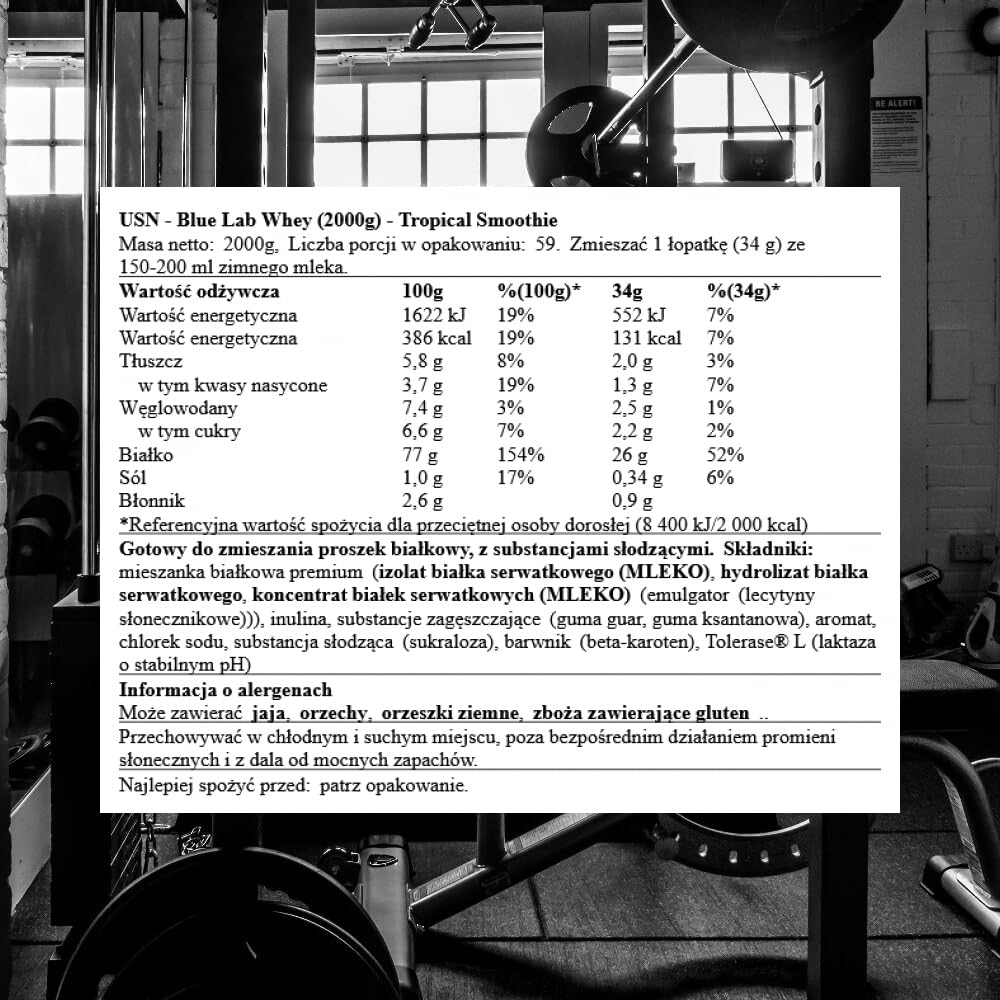 USN Blue Lab Whey (908g) Fraise - Protéines - Mélange de protéines de lactosérum