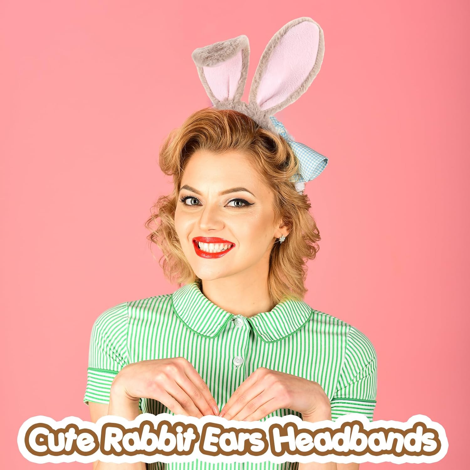 Zeyune 10 Pcs Easter Bunny Ears Headband Costume Plush Rabbit Animal Headband Bulk Gift for Adults Birthday Easter Cosplay