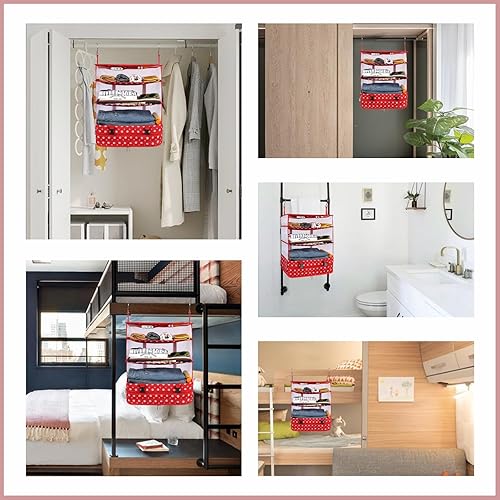 Miniatura 7 de Surblue Bolsa de almacenamiento plegable de 3 estantes de tela Oxford lavable con 2 ganchos (XL 17.71 x 11.81 x 20 pulgadas, nieve)