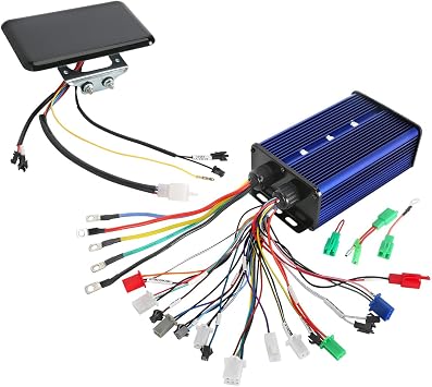 Brushless Motor Controller 36V 48V 52V 60V 72V 84V, Blue Universal Aluminium Alloy Speed Motor Controller, Current 45A-60A, Watt 350W-3000W with LCD Speedometer Display