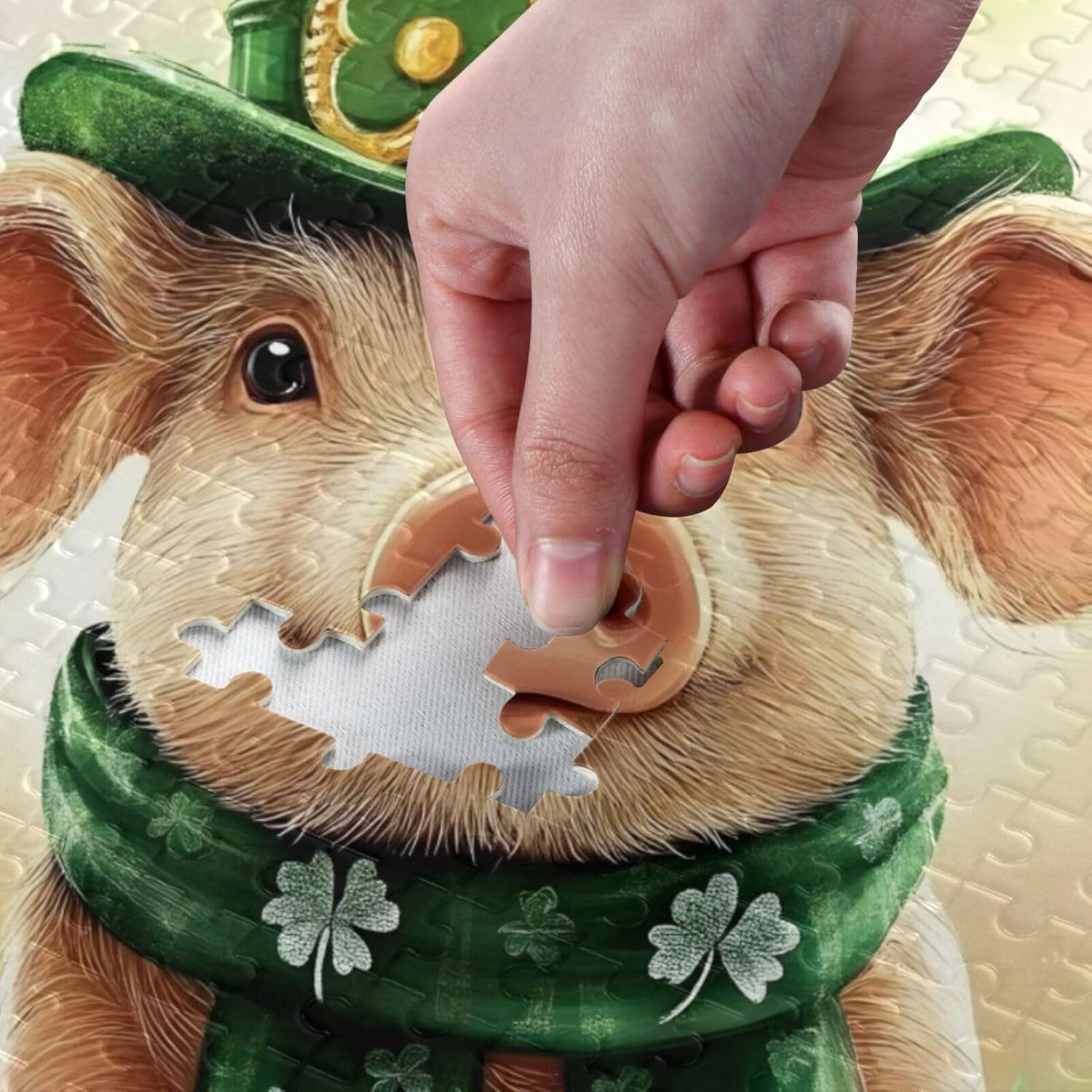 Pig Cute Stpatricks Day Jigsaw Puzzle for Adults 500 Pieces, Impossible Challenging Hard Difficult Puzzles for Adults Jigsaw Puzzles for Party Entertainment Family Games