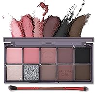 Vista 10 de Erinde Paleta de sombra de ojos de 10 colores – Sombra de ojos mate brillante con purpurina, ultra mezclable, alta pigmentación, aspecto natural