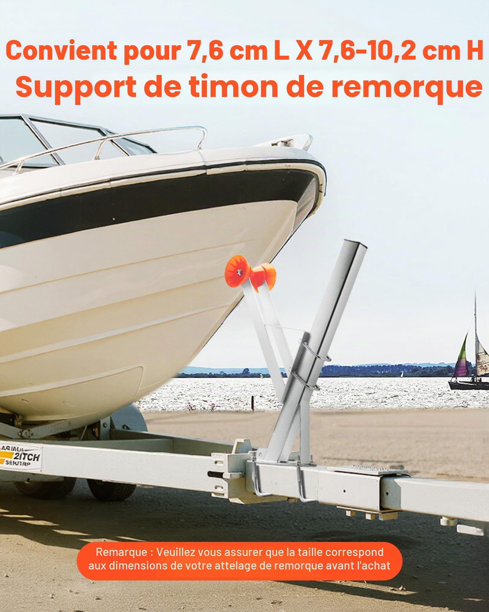 VEVOR Poteau de Support de Treuil de Remorque Bateau 76 x 76 x 863 mm, avec Boulons U, Acier Galvanisé, Compatible Timon de Remorque 76 x 76-101 mm, pour Jet-Ski, Voilier, Bateau de Pêche, Hors-Bord