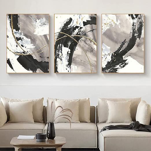 Amazon.com: Black and White Abstract Wall Art Wall Decor for Living ...