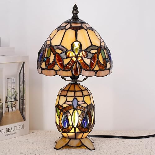 Miniatura 3 de Lámpara pequeña Tiffany de cristal manchado, mini jarrón para madre e hija, luz de acento de escritorio para dormitorio, mesita de noche, lectura,
