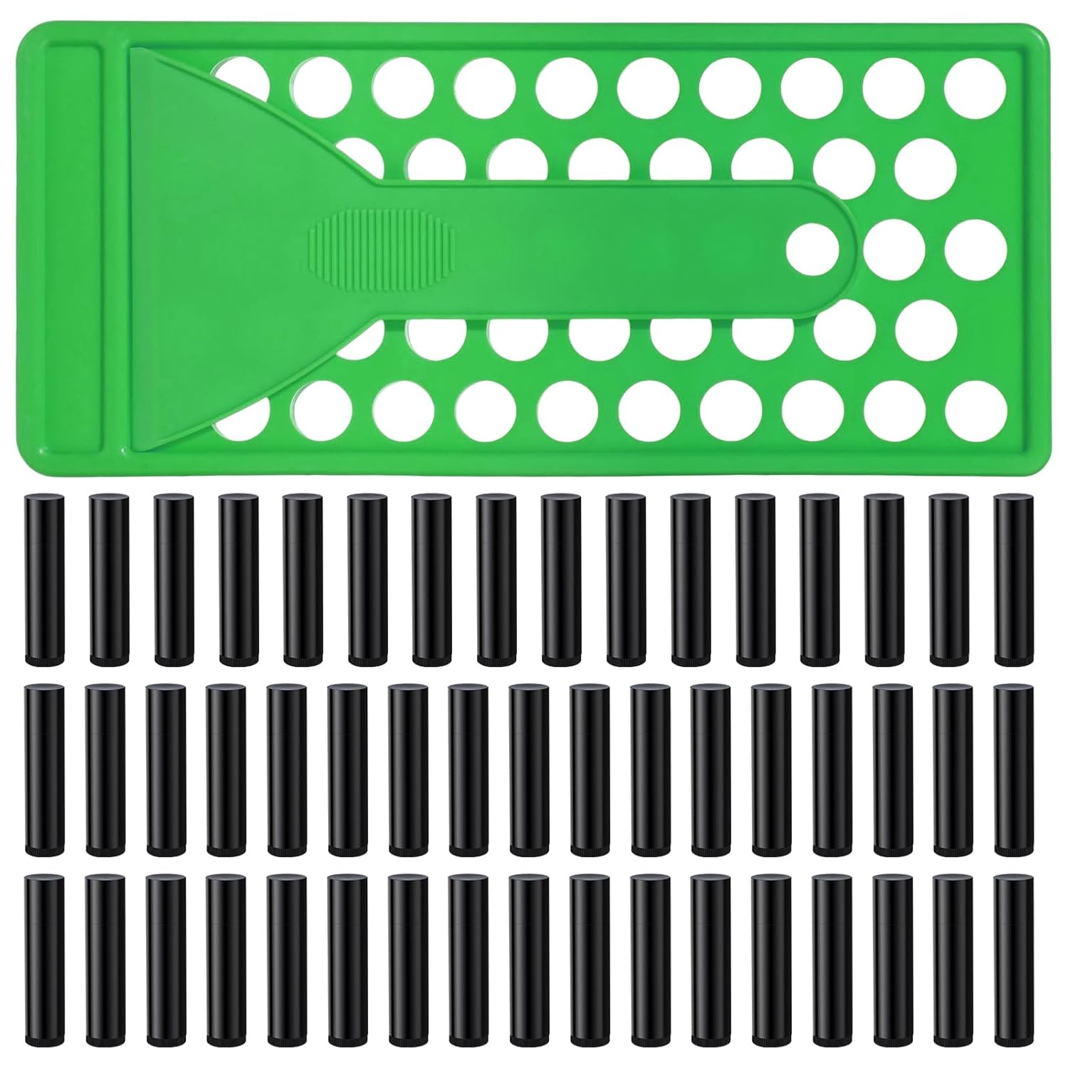 Lip Balm Crafting Kit, 50 Pieces Empty Lipsticks Filling Tubes Mold Handmade Set Pallet with Scraper, Lip Balm Tubes with Filling Tray and Spatula for Women Girl Cosmetics Makeup, Black