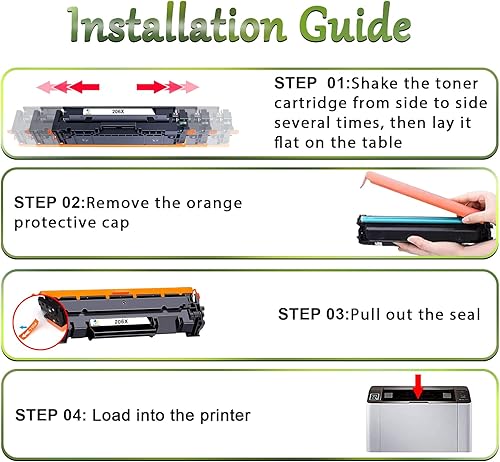 Miniatura 4 de Cartuchos de tóner 206X, paquete de 4 unidades de alto rendimiento (con chip), repuesto compatible para HP 206A 206X para impresora HP Color