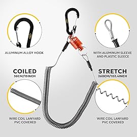 SF Strongest Magnetic Release Holder Keychain Fly Fishing Net Retractor Magnet Clip with Coiled Lanyard Aluminum Alloy Hook - Red