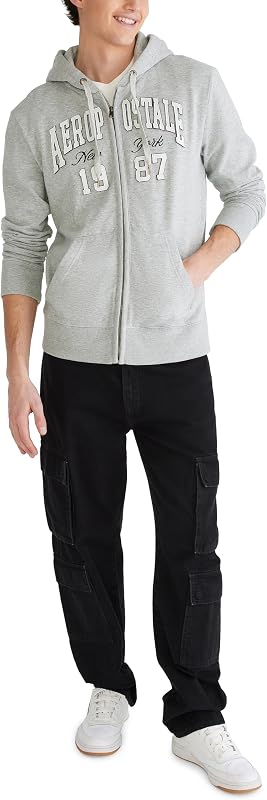 Aero Logo Full Zip Hoodie- Arch, Light Heather Grey, M image 5