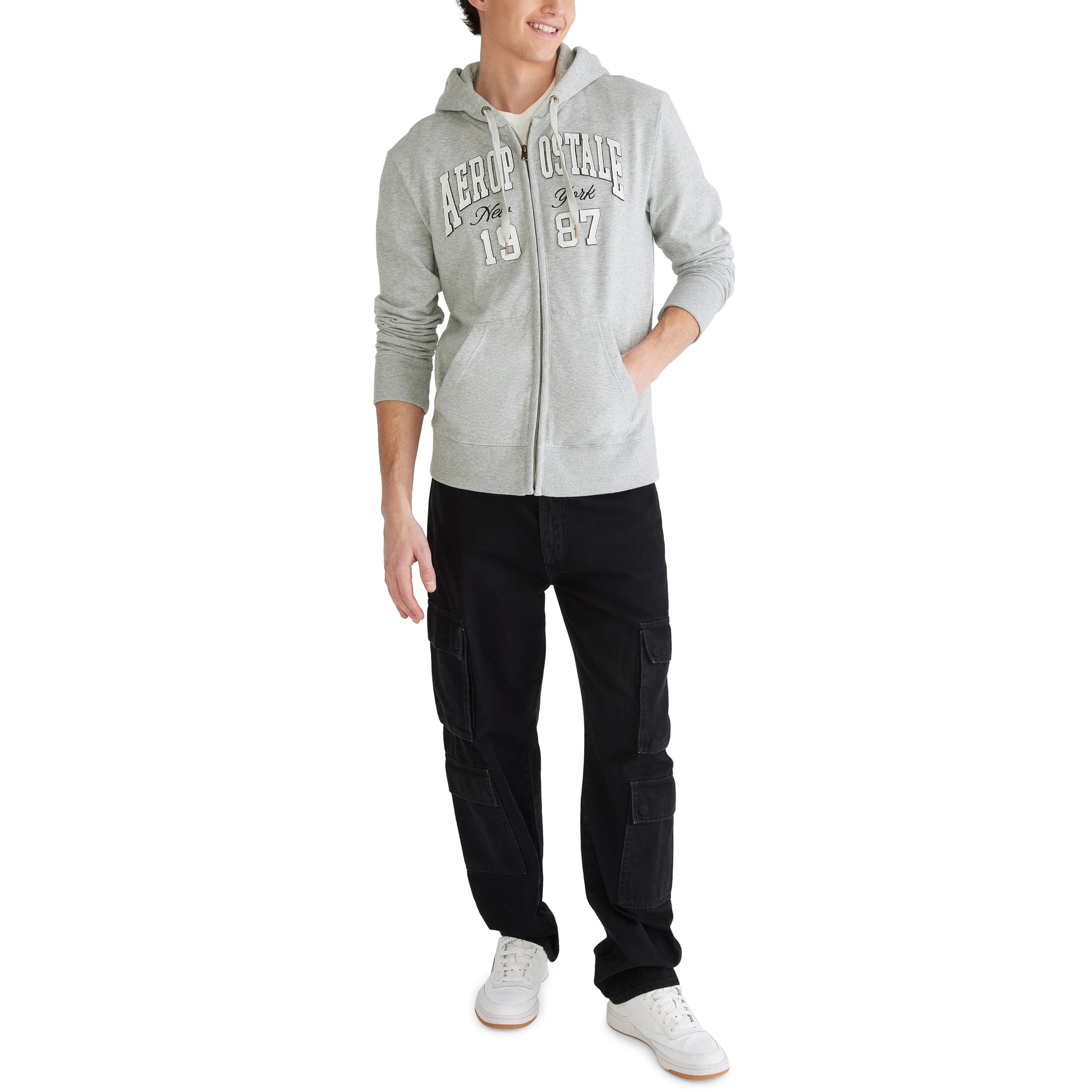 AEROPOSTALE Aero Logo Full Zip Hoodie- Arch Sudadera con Capucha Hombre