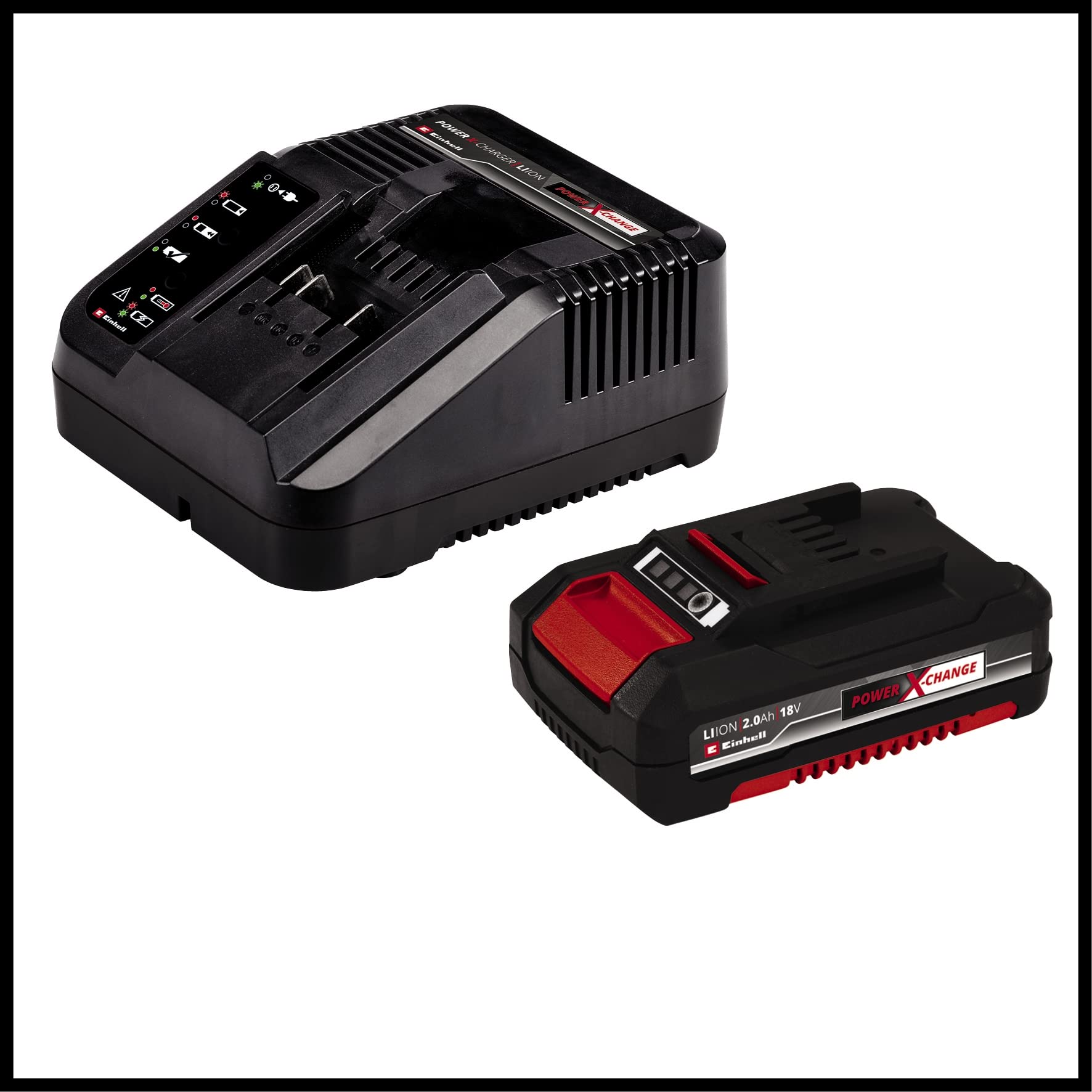 Einhell Akumulatorowa podkaszarka do trawy GE-CT 18 Li Kit Power X-Change (litowo-jonowa, 18 V, głowica silnika obrotowa, Flowerguard, w zestawie 70 noży z tworzywa sztucznego, akumulator 2,0 Ah i