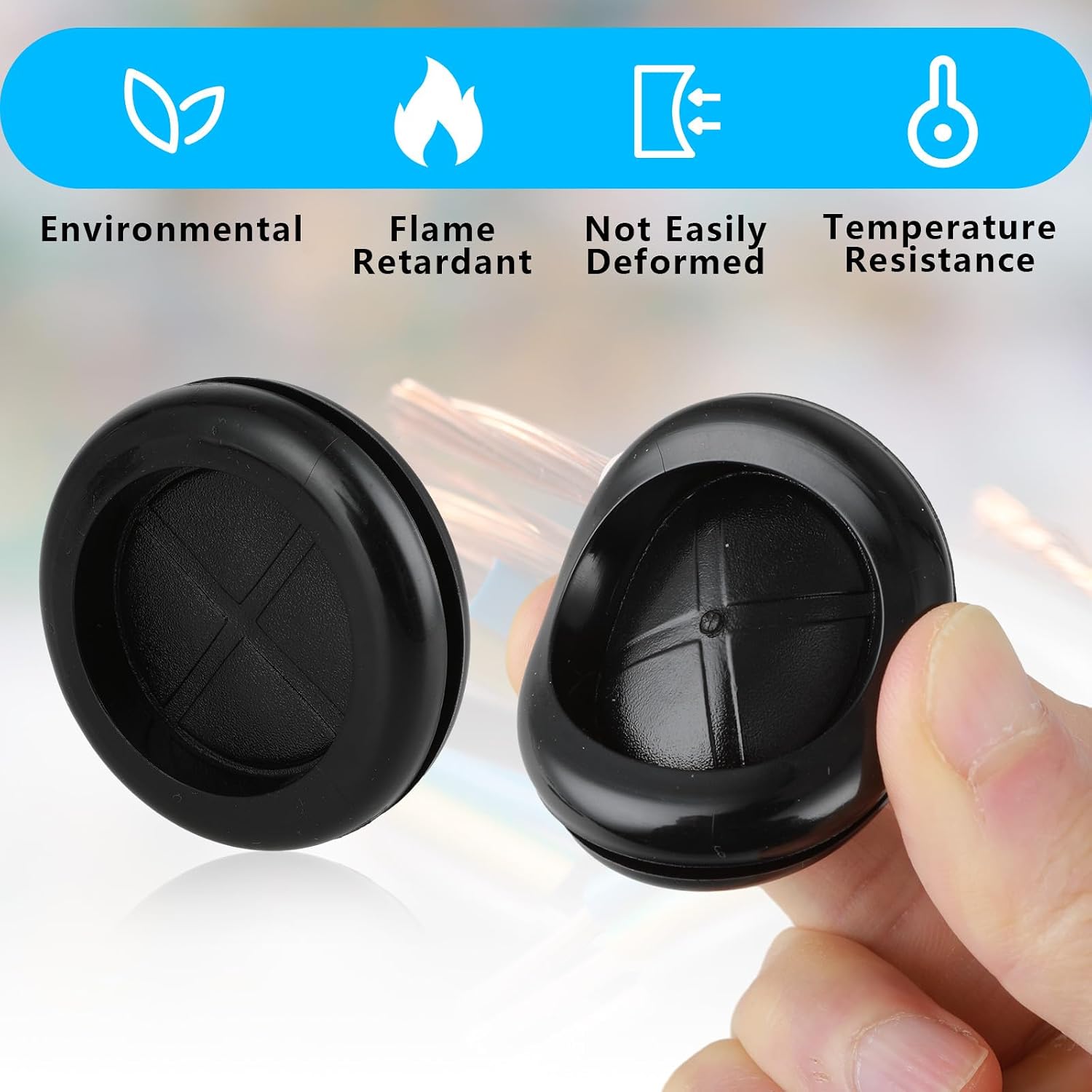 6 Pcs Rubber Grommets for Wiring, 1-1/2"Drill Hole, 1-3/16" ID, Rubber Cable Grommet Rubber Wire Grommets Protector Firewall Grommets Double-Sided Round Rubber Hole Plugs Grommets