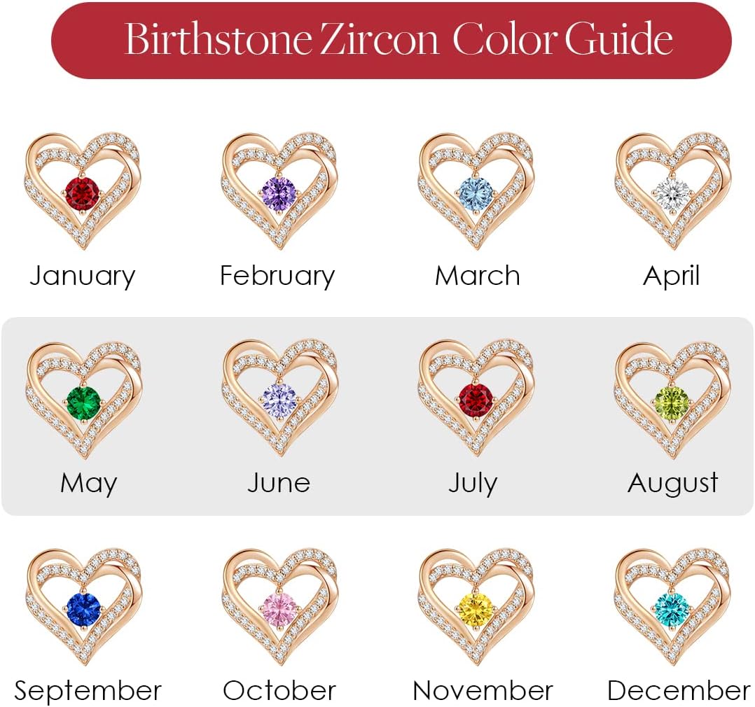 CDE Forever Love Heart Stud Earrings for Women, 925 Sterling Silver Birthstone Heart Stud Earrings Christmas Day Mother's Day Gift Anniversary Birthday Jewelry Gifts for Women Wife Her - Image 6
