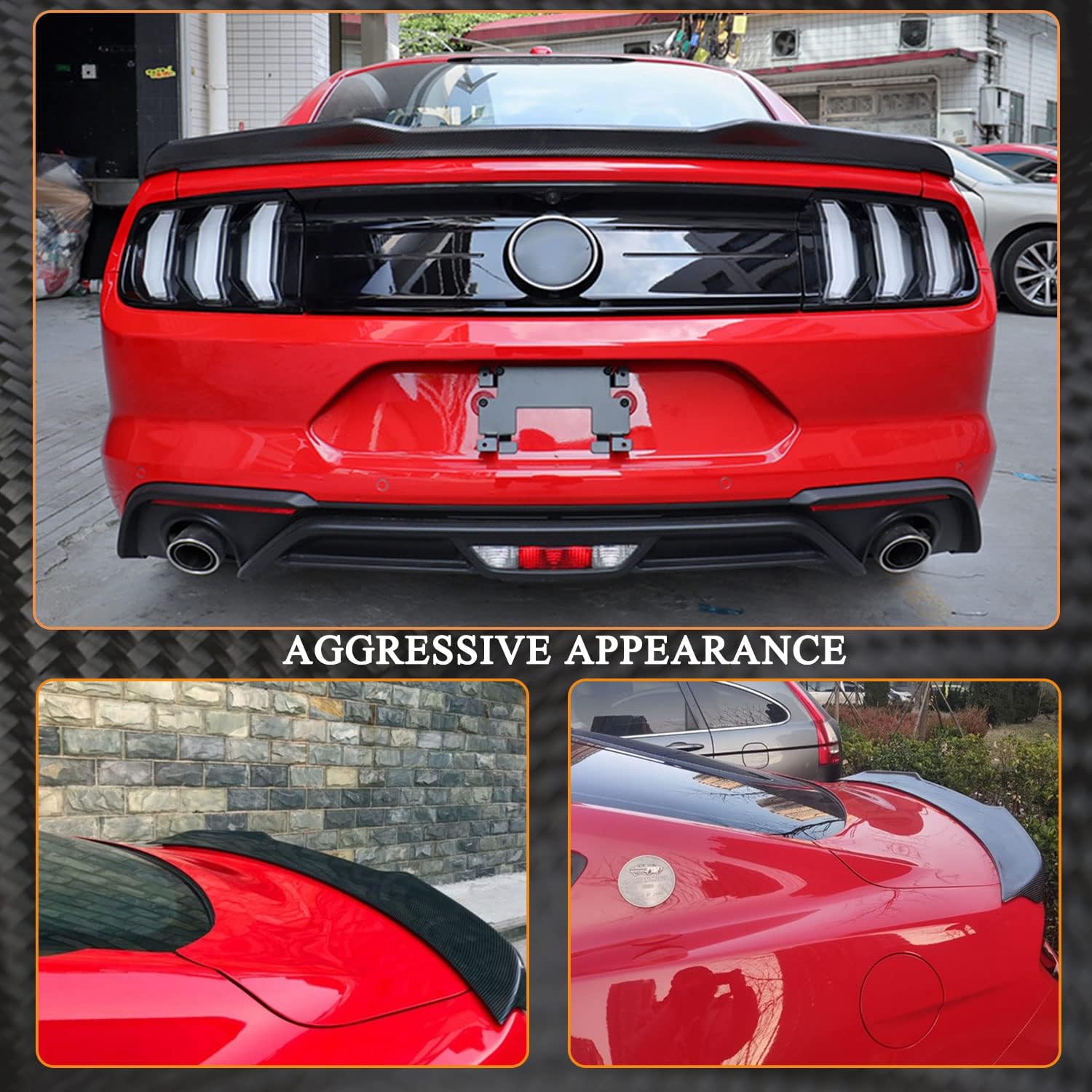 Carbon Fiber Trunk Spoiler Fits for Ford Mustang Coupe 2015-2019 Factory Outlet CF Rear Boot Lid Highkick Wing Lip (Matt Carbon)