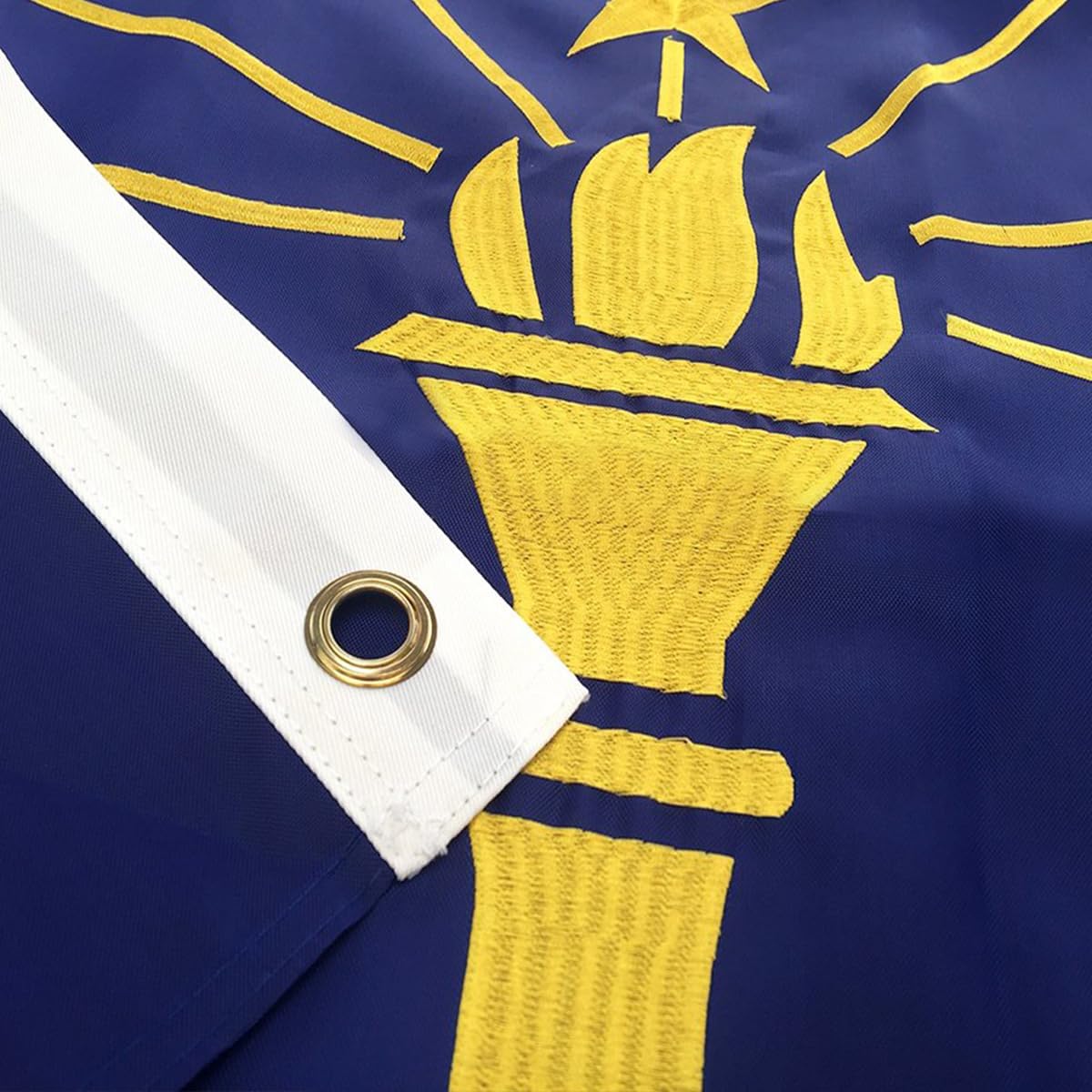 Indiana State Flag 3x5 Ft - 100% in USA, Premium Embroidered, Heavy Duty Nylon, Double Sewn Stripes and Sturdy Brass Grommets. Best American Indiana IN Flags Great for Indoor and Outdoor Decor
